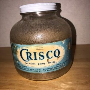 Antique Vintage Crisco glass jar with original label & lid